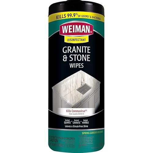 Weiman Granite Cleaner and Polish - 30 Wipes - For Granite Marble Soapstone Quartz Quartzite Slate Limestone Corian Laminate Tile Countertop and More Pack of 1, Package May Vary