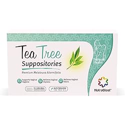 NutraBlast Tea Tree Oil Suppositories 12 Count | All Natural Intimate Deodorant for Women | Restore Feminine pH Balance | Made in USA