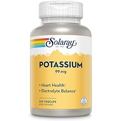Solaray Potassium 99 mg, Fluid & Electrolyte Balance Formula, Cardiovascular, Nerve & Muscle Health Support, 200 VegCaps