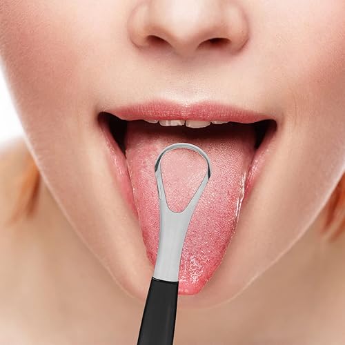 Tongue Scraper Spoon Cleaner Stainless Steel Tongue Coating Cleaner Portable Tongue Cleaning Tools Hygiene Dental Oral Care Supplies for Kids Adult 1 Set