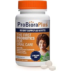 ProBioraPlus Oral-Care Probiotic Mints | Supports Healthy Teeth & Gums | Freshens Breath | Whitens Teeth | ProBiora3 Technology with 3 Probiotic Strains Native to The Mouth | 60 Count