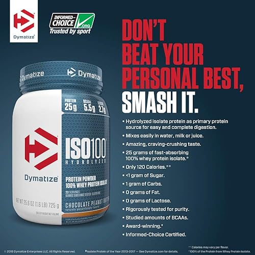 Dymatize ISO 100 Post Workout and Recovery Supplements, Gourmet Vanilla, 1.6 lbs Pack of 6