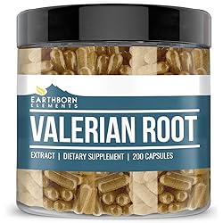 Earthborn Elements Valerian Root 200 Capsules, Pure & Undiluted, No Additives