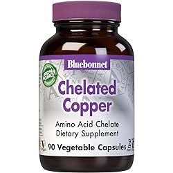 Bluebonnet Nutrition Albion Chelated Copper, 3 mg of Copper, For Nervous System & Immune Health, Soy-Free, Gluten-Free, Non-GMO, Kosher Certified, Dairy-Free, Vegan, 90 Vegetable Capsule, 90 Servings