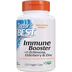 Doctor's Best Immune Booster with Echinacea, Elderberry & Zinc for Immune System Support, Antioxidant Support, 120 Count