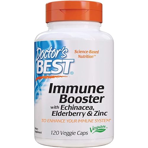 Doctor's Best Immune Booster with Echinacea, Elderberry & Zinc for Immune System Support, Antioxidant Support, 120 Count