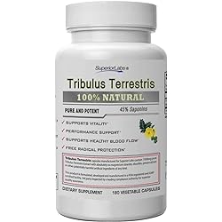 Superior Labs - Tribulus Terrestris - Testosterone Booster Cortisol Blocker with 45% Steroidal Saponins, 1500mg Dosage, 180 Vegetable Caps - Supports Vitality and Performance - with Added BioPerine