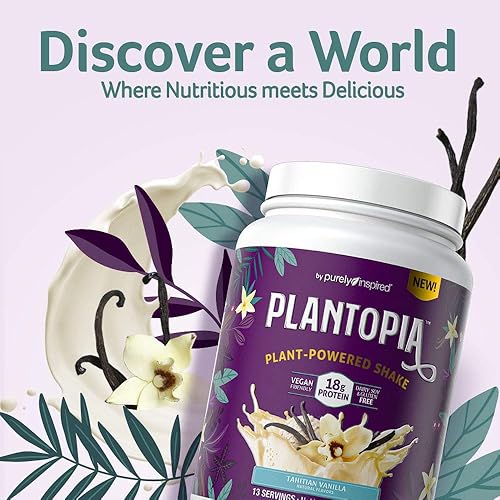 Vegan Protein Powder | Purely Inspired Plantopia | Silky-Smooth Plant Based Protein Powder for Women & Men | Gluten Free Plant Protein Powder | Dairy Free, Soy Free | Tahitian Vanilla, 13 Servings
