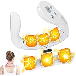 Neck Massager with Heat, Heated Neck Massager for Pain Relief Deep Tissue, Shiatsu Massager with Hot Compress White