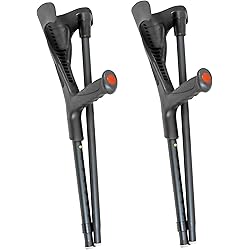 Pepe - Folding Crutches for Travel x2 Unit, Open Cuff, Forearm Crutches for Adults, Foldable Crutches Adult, Aluminum Crutches for Walking, Adjustable Crutches for Women, Black