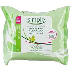 Simple Sensitive Skin Makeup Removing Cleansing Wipes No Harsh Chemicals 3 Packs of 25 Wipes