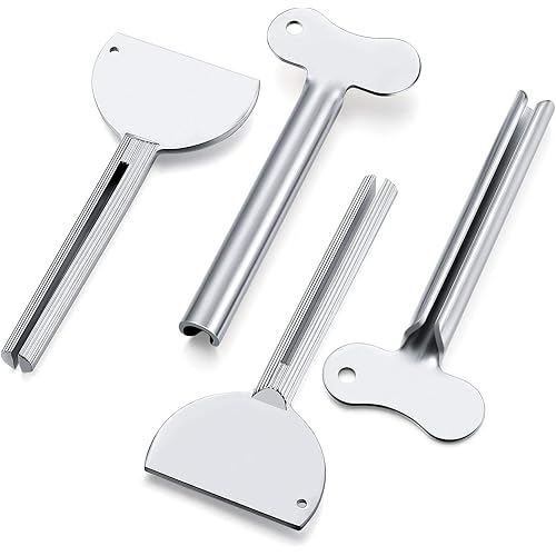 6 Pieces Metal Toothpaste Squeezer Stainless Steel Tube Squeezer Key Roller Tube Creams Paint Squeezer Tool for Family Washroom Bathroom Silver