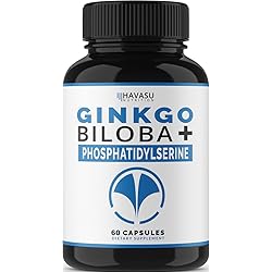 Havasu Nutrition Ginkgo Biloba Non-GMO 120mg, Supports Brain Health, Mental Alertness, Memory & Focus - 60 Capsules