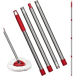 Qulable Spin Mop Replacement Handle - 4-Section 30 to 58 Mop Handle Replacement Stick Compatible with O-Ceda Spin Mop, EasyWring Mop Handle for Floor Cleaning