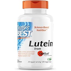 Doctor's Best Lutein with OptiLut Non-GMO, Vegan, Gluten Free, Soy Free, Eye Health, 20 mg, 120 Veggie Caps