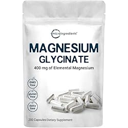 Magnesium Glycinate 400mg with Vitamin C - 200 Capsules, Elemental Magnesium 400mg Supplement, 100% Chelated, Support Healthy Muscle, Bones | Sleep & Metabolism