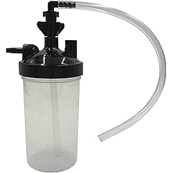 1pk Oxygen Humidifier Bottle, 350ml wPressure Relief Valve & 12 Adapter Tubing