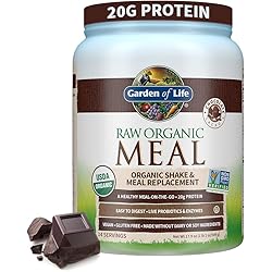 Garden of Life Vegan Protein Powder - Raw Organic Meal Replacement Shakes - Chocolate - Pea Protein, Greens and Probiotics for Women and Men, Plant Based Dairy Free All in One Shake, 14 Servings