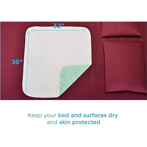 NOVA Medical Products Waterproof Reusable Underpad with 100% Cotton Skin Soft Top Layer, Washable Incontinence Bed and Surface Overlay, Super Absorbent, 32” x 36