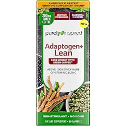 Adaptogen Lean for Weight Loss | Purely Inspired Adaptogen Lean | Lose Weight with Green Coffee Bean Extract | Weight Loss Pills for Women & Men | Weightloss Essentials | Non-Stimulant, 60 Count