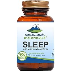 Natural Sleep with Organic Valerian, Chamomile, Passion Flower, Skullcap, Melatonin, Hops & More - 60 Vegan Capsules