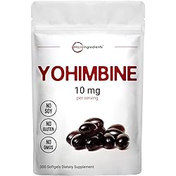 Double Strength Yohimbine Supplements for Men and Women, 10mg Per Serving, 300 Softgels, with Virgin Sunflower Seed Oil for Better Absorption, Supports Energy Production, African Raw