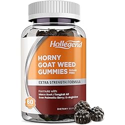 Horny Goat Weed Gummies Sugar Free for Men & Women, 800mg Horny Goat Weed with Maca, Tongkat Ali Root, Saw Palmetto, L-Arginine, 60 Count