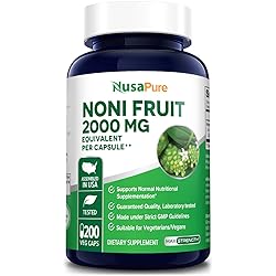Noni Fruit 2000mg 200 Vegetarian caps Extract 4:1, Non-GMO & Gluten-Free