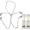 Adjustable Nipple Clips, Nipple Clips Clamps for Women Non-Piercing Metal 3-Head Body Chain with 5 Adjustable Clips and 2 Pairs Bells Nipple Clamps for Sex Pleasure