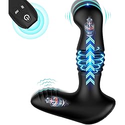 Thrusting Anal Vibrator - SEXY SLAVE Asher, Remote Prostate Massager with 10 Vibration & 3 Thrusting Modes, Female Vibrator for G-spot Pleasure, Waterproof Adult Sex Toys for Men, Women