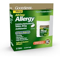 GoodSense All Day Allergy, Cetirizine Hydrochloride Tablets, 10 mg, Antihistamine, 30 Count