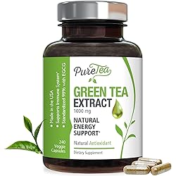 Green Tea Extract Capsules 98% Standardized EGCG - 3X Strength for Natural Energy - Heart Support with Polyphenols - Gentle Caffeine - 180 Capsules