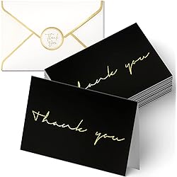 40 Thank You Cards, Black and Gold Foil Thank You Cards Bulk, All Occasions Thank You Note Card with Envelopes & Stickers, Wrapped with Sturdy Box, Great for Wedding, Baby Shower, Bridal Shower, Etc - 4 x 6 in