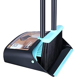 Broom and Dustpan Set for Home,Dust pan with Broom,Standing Dustpan and Broom with Long Handle for Indoor Lobby Office Kitchen Sweeping