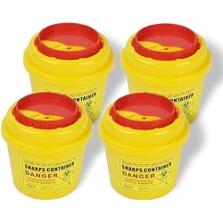 4-Pack Sharps Container（12 Quart,Tattoo Supplies Small Sharp Needle Disposal Containers,Biohazard Medical Containers Sharps Box for Home and Travel Use