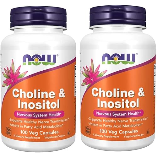 NOW Choline and Inositol 500mg, 100 Capsules Pack of 2