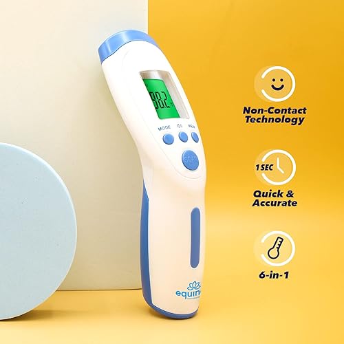 Equinox Digital Forehead Thermometer - Thermometer for Adults - No Touch Thermometer Non Contact Touchless - BodySurfaceRoom Temperature Scanner – LCD Display Ideal for Whole Family & Babies