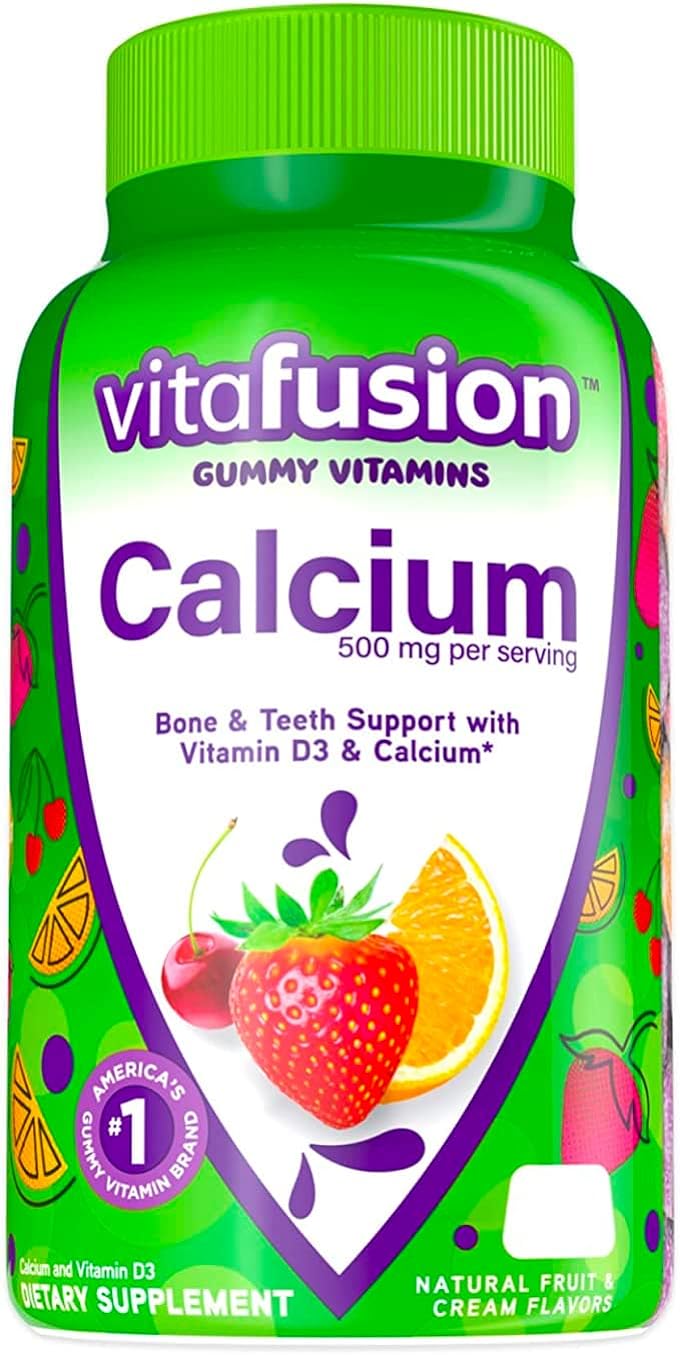vitafusion Calcium Gummy Vitamins, Fruit and Cream Flavored Chewable Calcium Vitamins, 100 Count