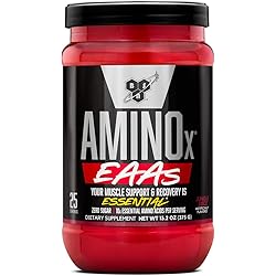BSN Amino X EAAs, Muscle Recovery and Endurance, 10g Essential Amino Acids, 5g BCAAs, Zero Sugar, Caffeine Free, Jungle Juice, 13.2oz, 25 Servings