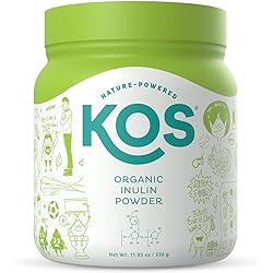 KOS Organic Inulin Powder - Unflavored Inulin Prebiotic Intestinal Support Powder - USDA Organic, Digestive Health Promoting, Gluten Free Plant Based Ingredient, 336g, 112 Servings