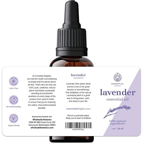 Lavender Essential Oil - 100% Pure & Certified 1 oz. | Pure Grade Distilled Lavender Essential Oil