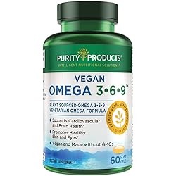 Omega 3-6-9 Vegan and Vegetarian Omega Formula - “5 in 1” Essential Fatty Acid Complex - Scientifically Formulated Plant-Based Omega 3 6 9 Essential Fatty Acids EFA - from Purity Products 60