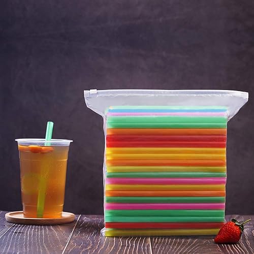 200 Pcs Jumbo Smoothie Straws,Colorful Disposable Wide-mouthed Large Straw