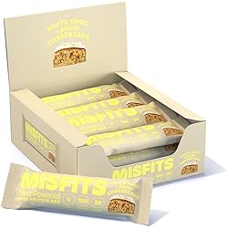 Misfits Vegan Protein Bar, Limited Edition, Lemon Cheesecake Plant Based Chocolate Protein Bar, High Protein, Low Sugar, Low Carb, Gluten Free, Dairy Free, Non GMO, Pack Of 12