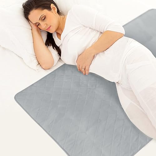 Bed Pads for Incontinence Washable Large 34" × 52", Reusable Waterproof Bed Underpads with Non-Slip Back for Elderly, Kids, Women or Pets, Grey