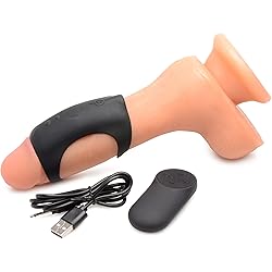 Trinity Vibes G-Shaft Ring 28X Premium Silicone Cock Ring with Remote Control for Men & Couples, Harder Longer Erections Enhancer, Stay Hard Male Enhancement with Powerful Vibrations, Black, AG929