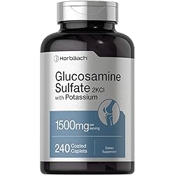Glucosamine Sulfate 1500mg | 240 Caplets | 2KCI with Potassium | Non-GMO and Gluten Free Supplement | by Horbaach