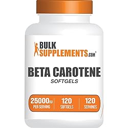 BULKSUPPLEMENTS.COM Beta Carotene 25000 IU Softgels - Vitamin A Supplement - Beta Carotene Supplements - Antioxidants Supplement - Eye Vitamins - Beta Carotene Pills - for Eye Health 120 Softgels