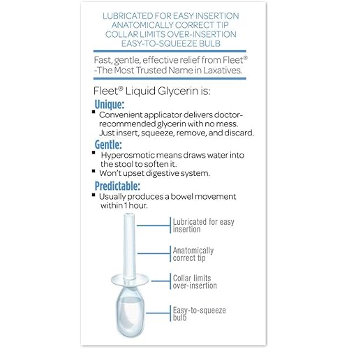 Fleet Laxative Liquid Glycerin Suppositories 4 Count of 7.5 oz Each, Fast Constipation Relief in Minutes