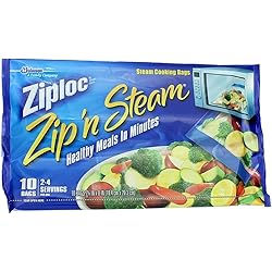 Ziploc Zip'N Steam Cooking Bags, Medium, 10-Count Pack of 4